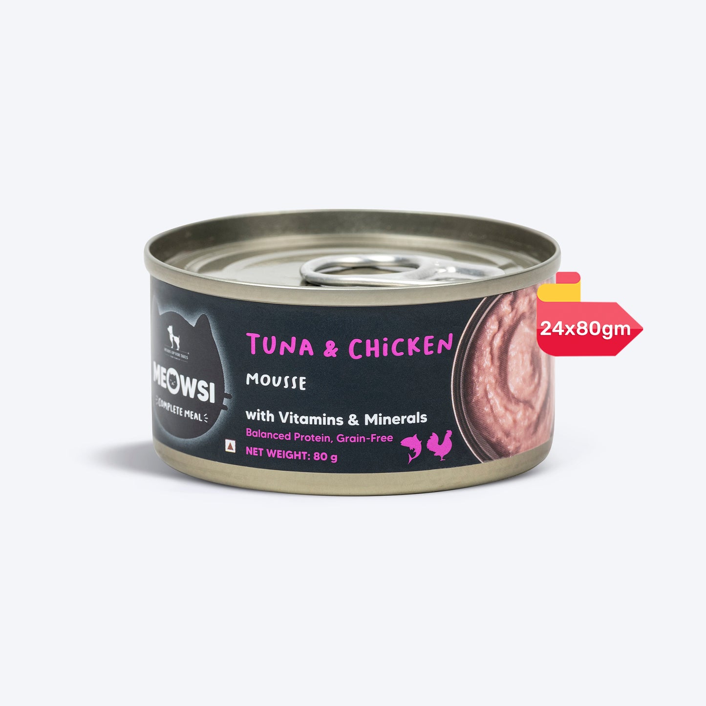 Meowsi By HUFT Tuna & Chicken in Mousse Canned Cat Wet Food - 80 gm - Heads Up For Tails