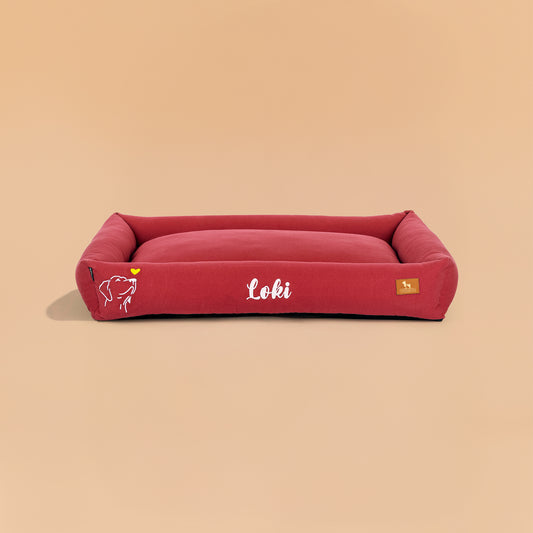 HUFT Personalised Sniff The Love Lounger Bed For Dog - Maroon