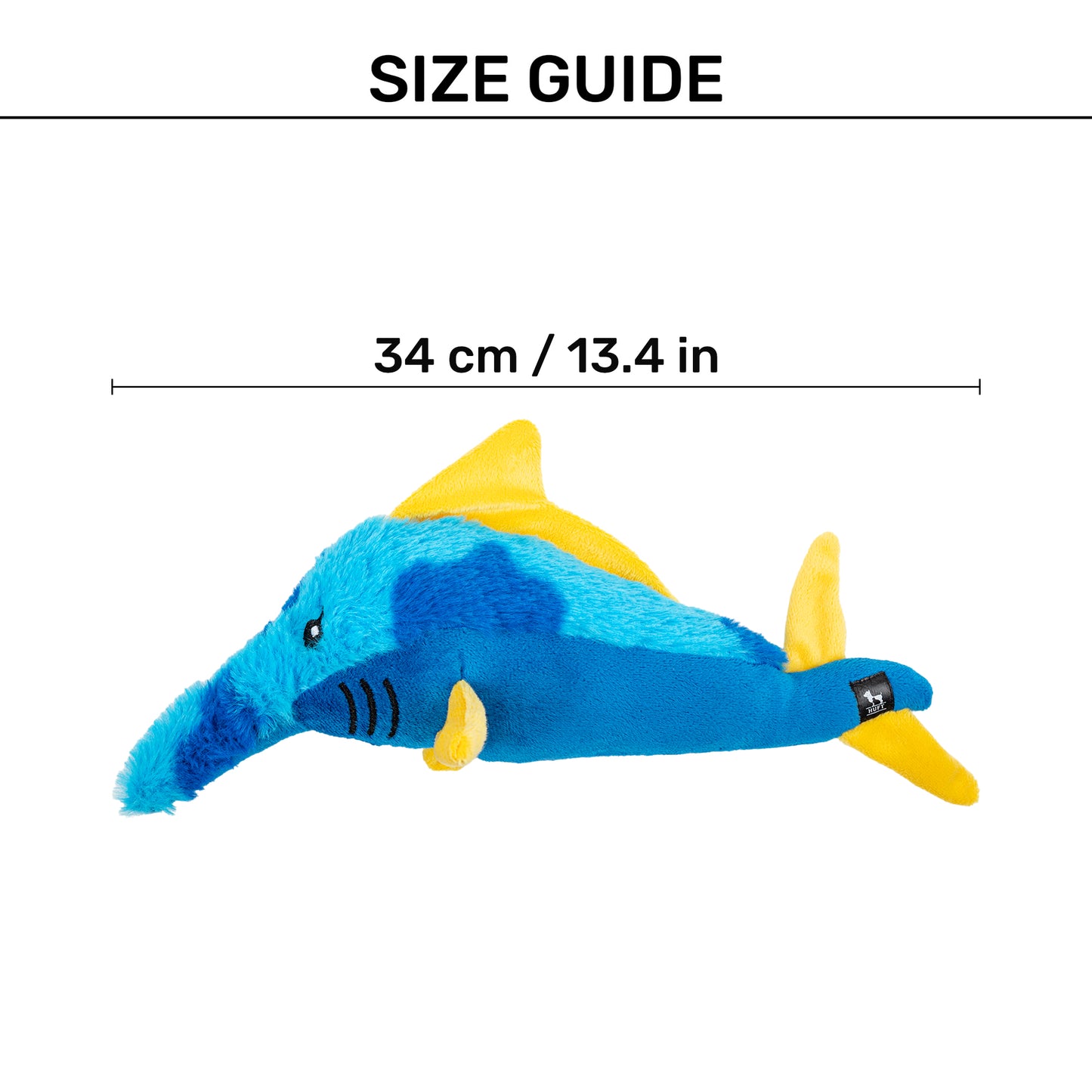 HUFT Swordiefish Squeaky Plush Toy For Dog - Blue - Heads Up For Tails