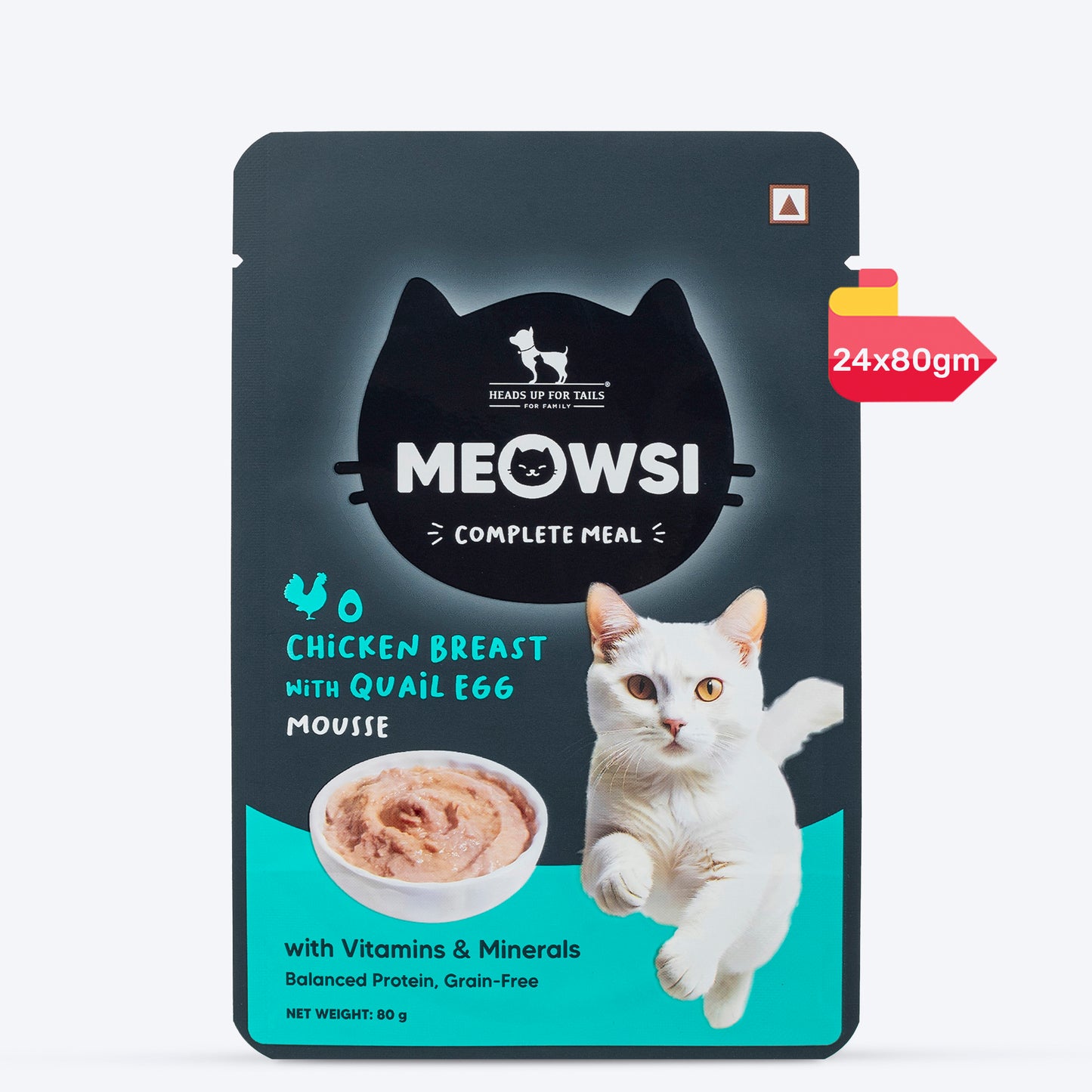 Meowsi by HUFT Chicken Breast With Quail Egg Mousse Cat Wet Food - 80 gm - Heads Up For Tails