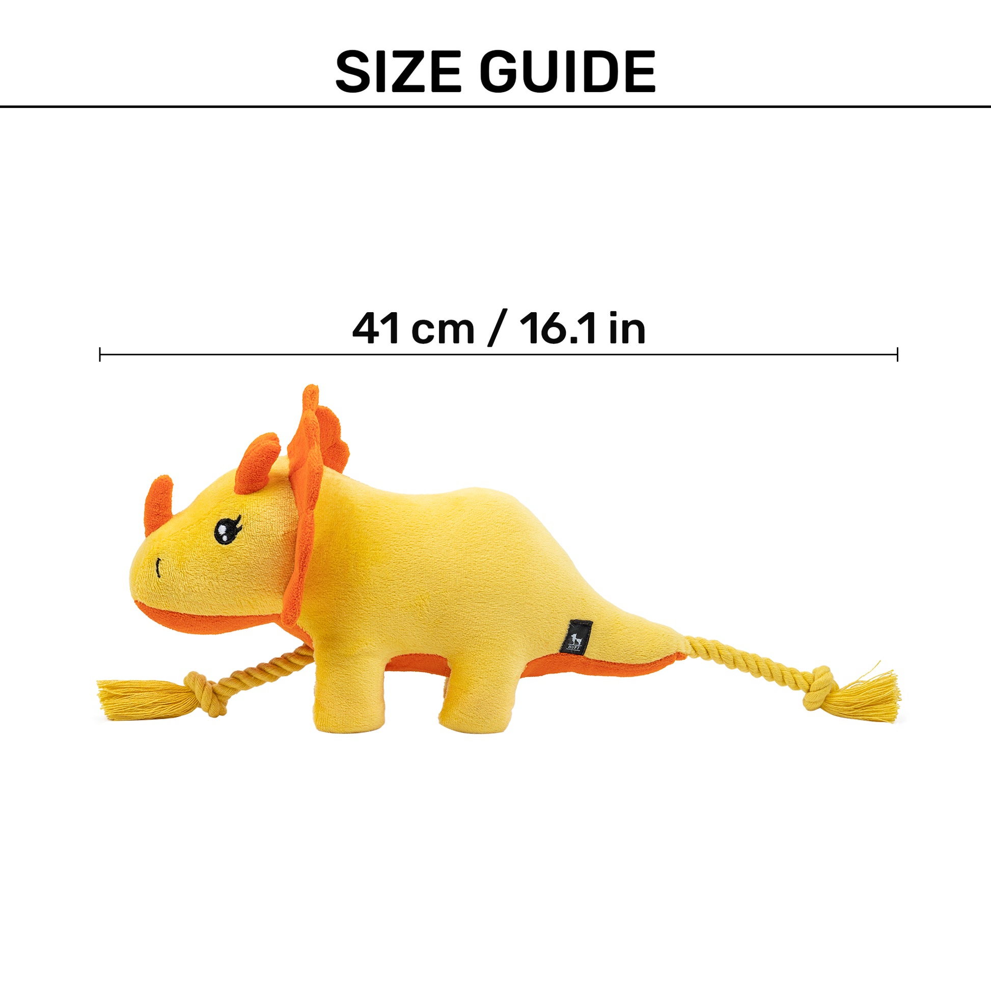 HUFT Triceratoopsie Squeaky Plush Toy For Dog - Yellow - Heads Up For Tails