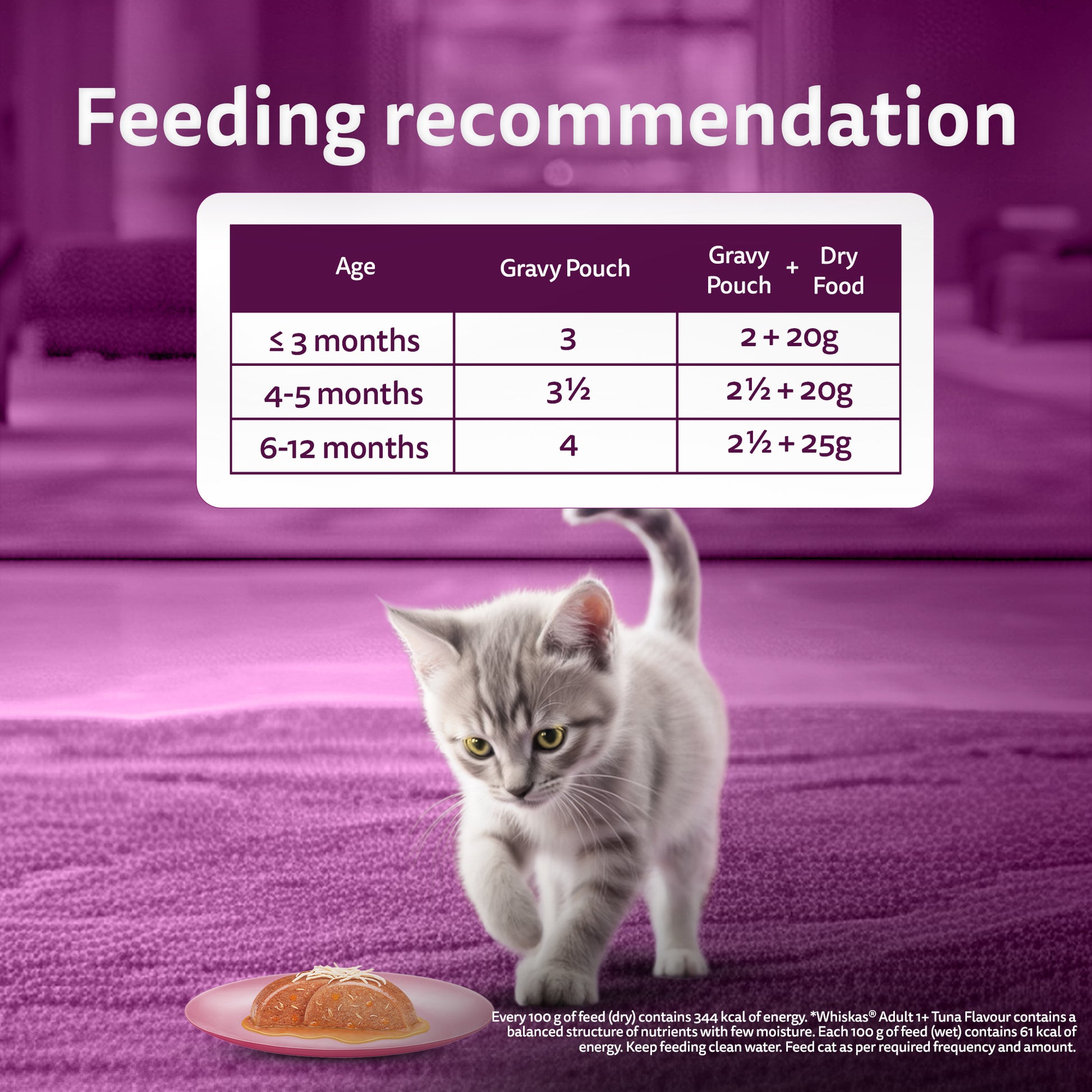 Whiskas Chicken With Salmon In Jelly Wet Food For Junior (2-12 Months) Kitten - 80 gm Pack - Heads Up For Tails