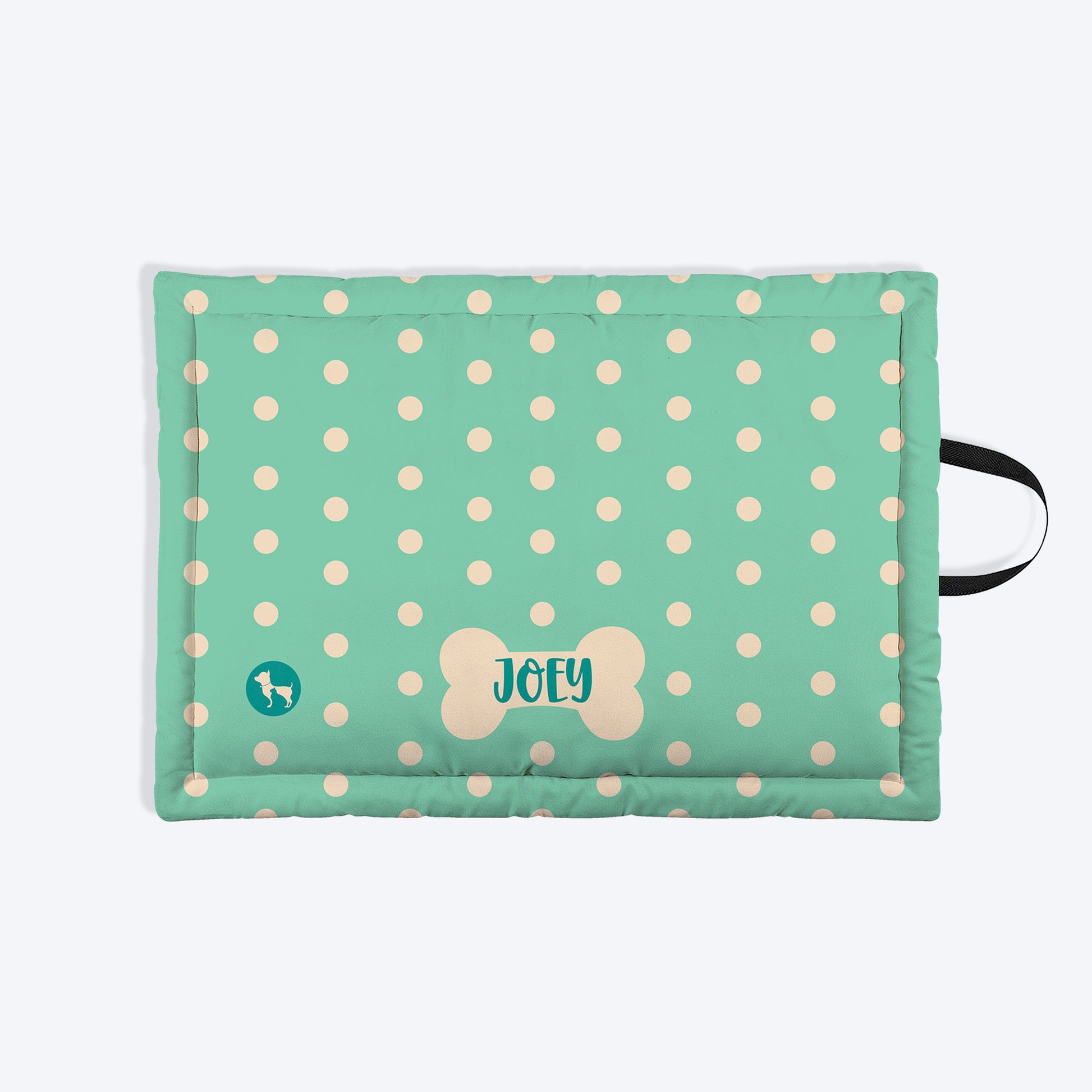HUFT Personalised Minty Dots Mat For Dog & Cat - Turquoise - Heads Up For Tails