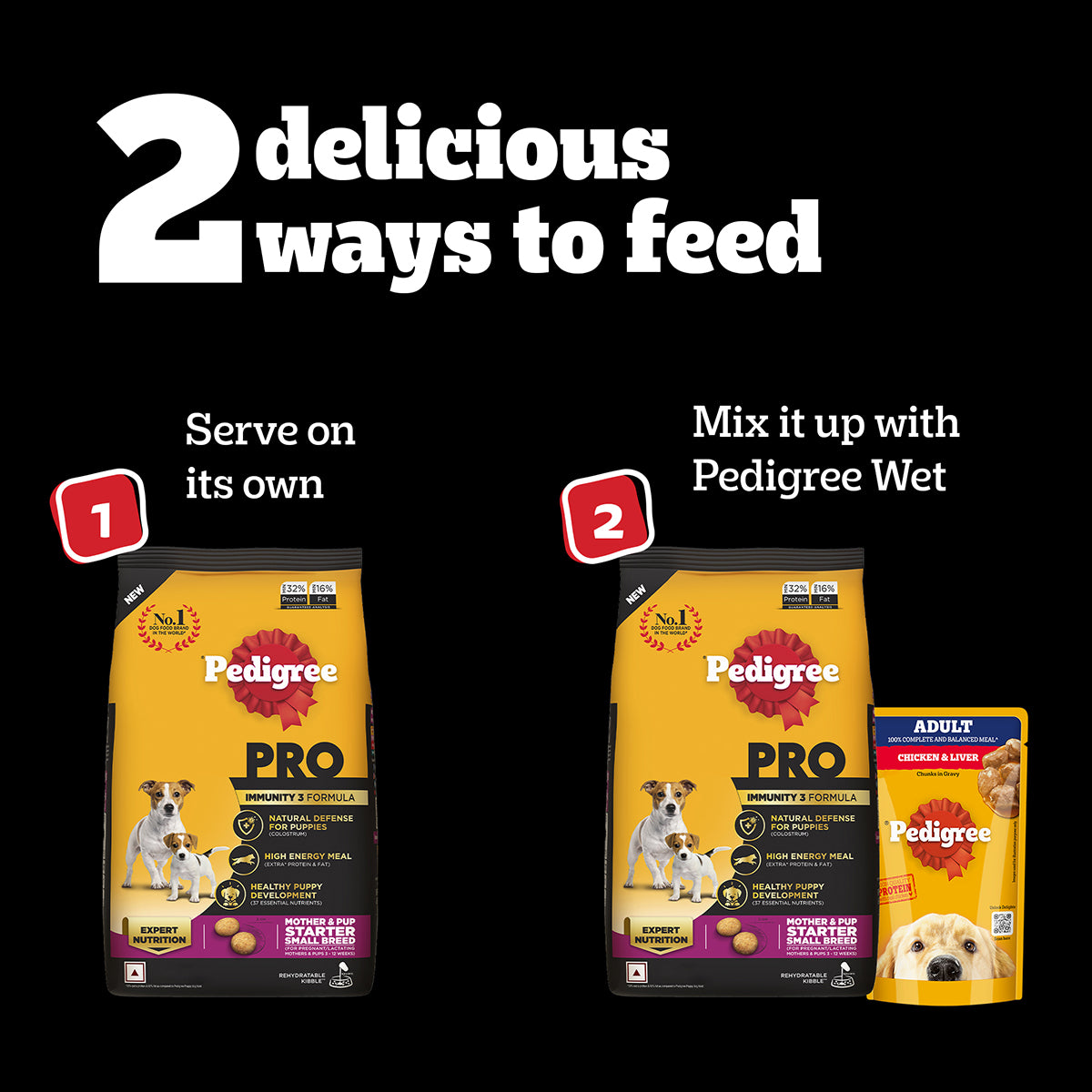 Pedigree PRO Expert Nutrition Lactating/Pregnant Mother & Puppy Starter (3-12 Weeks) Small Breed Dog Dry Food - Heads Up For Tails