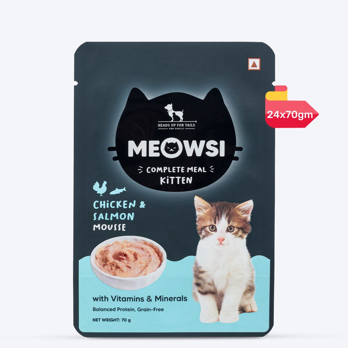 Meowsi by HUFT Chicken & Salmon Mousse Kitten Wet Food - 70 gm - Heads Up For Tails