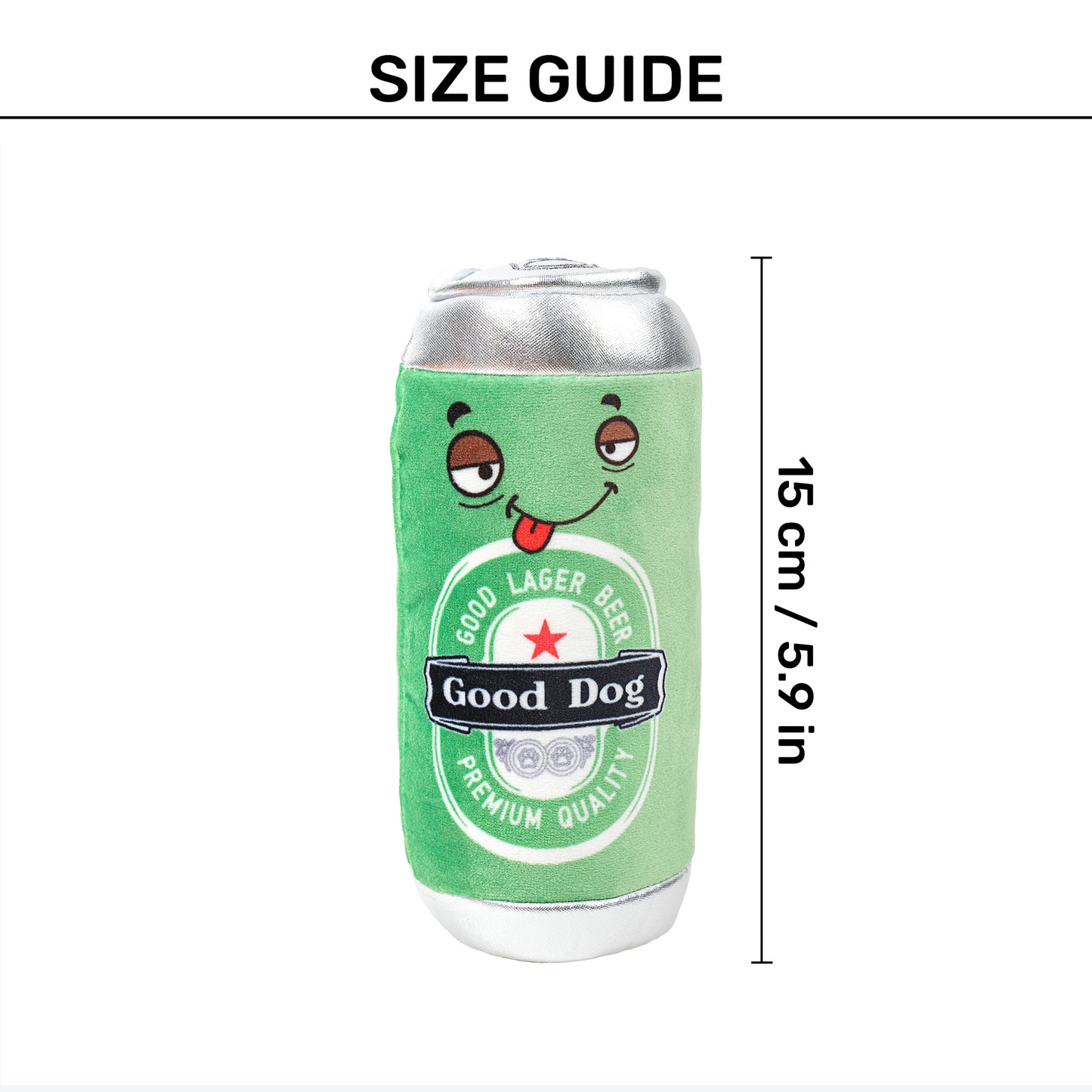 HUFT Fizzy Buddy Squeaky Plush Toy For Dog - Green - Heads Up For Tails