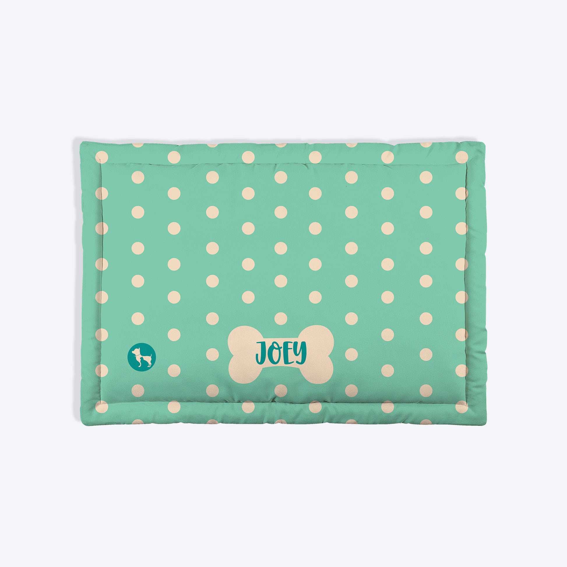HUFT Personalised Minty Dots Mat For Dog & Cat - Turquoise - Heads Up For Tails