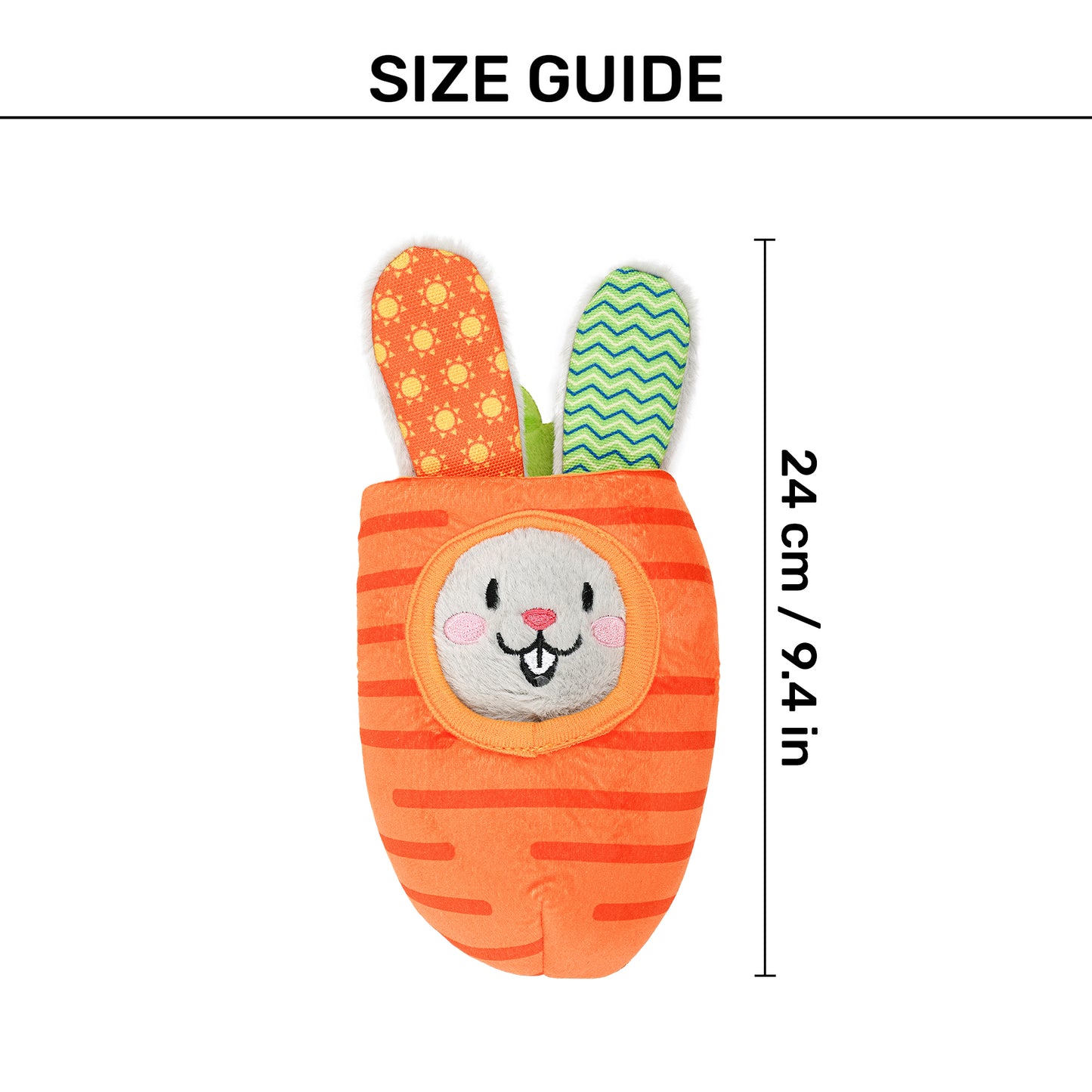 HUFT Boingy Bunny Crinkly Bungee Toy For Dog - Multicolor - Heads Up For Tails