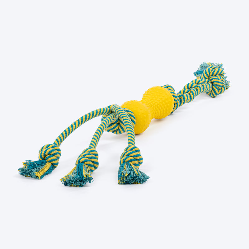 HUFT Tuggables Silly Strings Rope Toy For Dog - Blue & Yellow - Heads Up For Tails