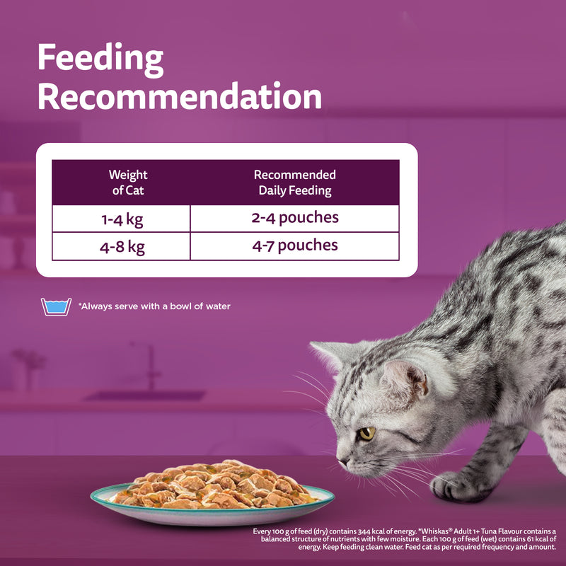 Whiskas Tasty Mix Wet Food Made With Real Fish (Salmon & Wakame Seaweed) With Chicken in Gravy For Adult (1+ year) Cat - 70 gm Pack - Heads Up For Tails