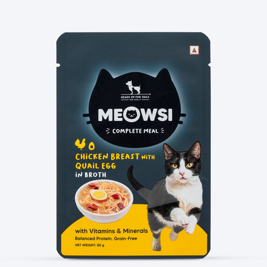 Meowsi by HUFT Chicken Breast With Quail Egg In Broth Cat Wet Food - 80 gm - Heads Up For Tails