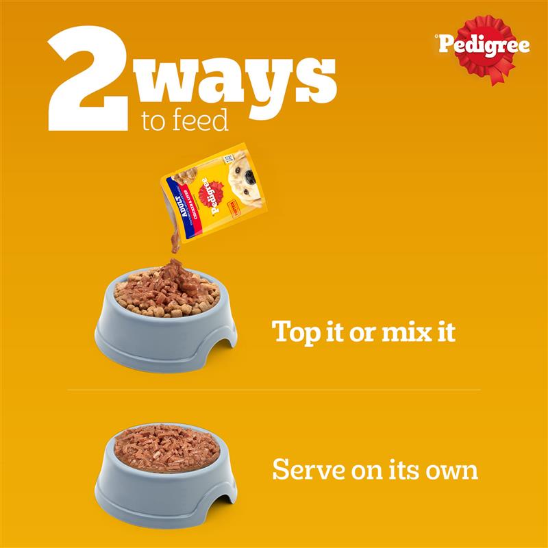 Pedigree Chicken & Liver Chunks in Gravy Adult Wet Dog Food - 70 g packs - Heads Up For Tails