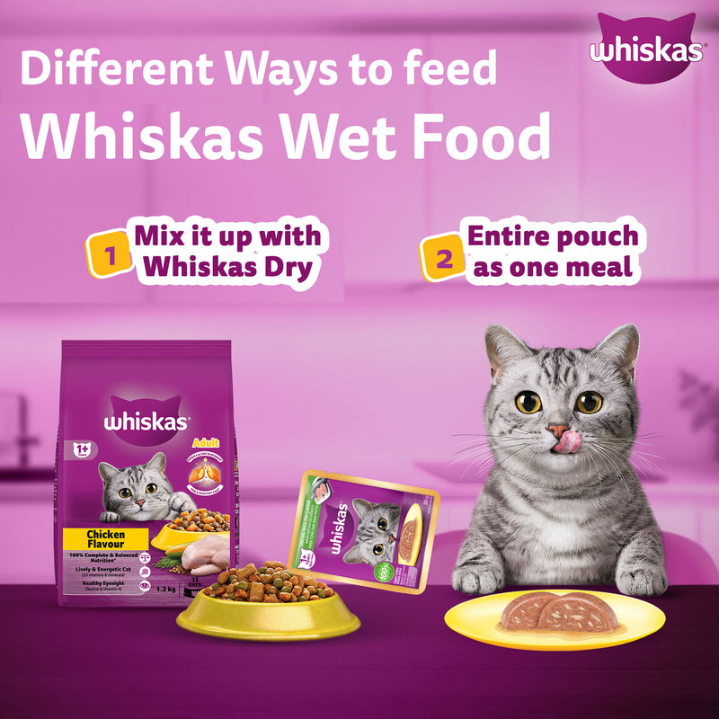 Whiskas Tuna And White Fish Wet Food For Adult Cat - 80 gm - Heads Up For Tails