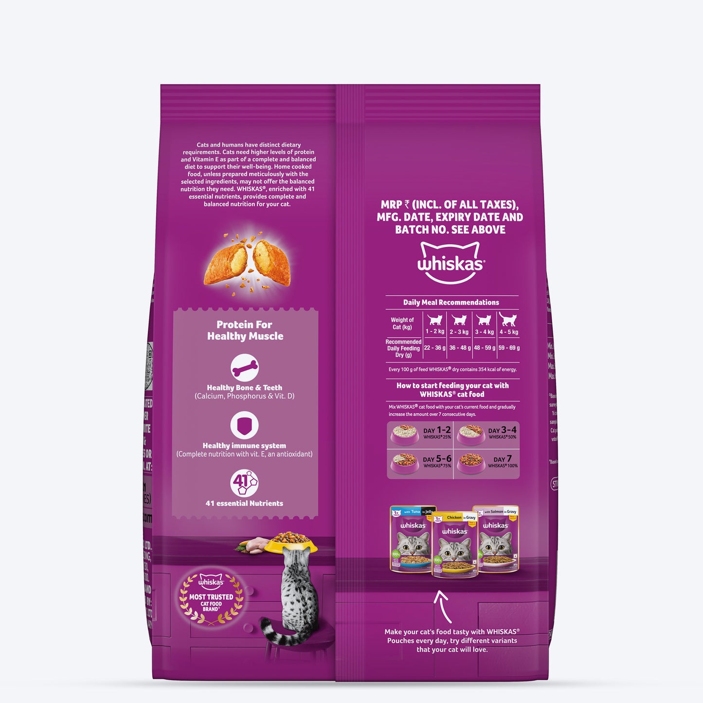 Whiskas Adult (1+ Years) Chicken Flavour Dry Food For Adult Cat - Heads Up For Tails