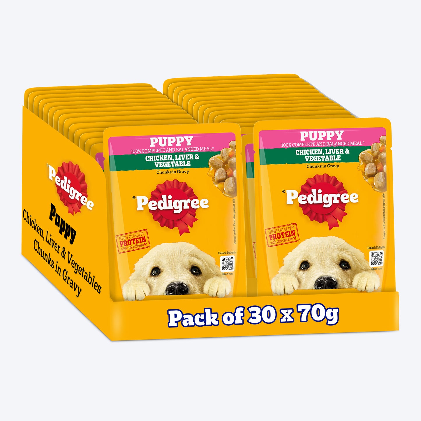Pedigree Chicken & Liver Chunks in Gravy with Vegetables Wet Puppy Food - 70Gm Packs - Heads Up For Tails