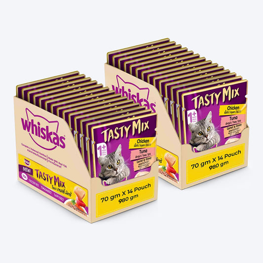Whiskas Chicken With Tuna & Carrot Adult Wet Food For Cat - 28 x 70 gm_01