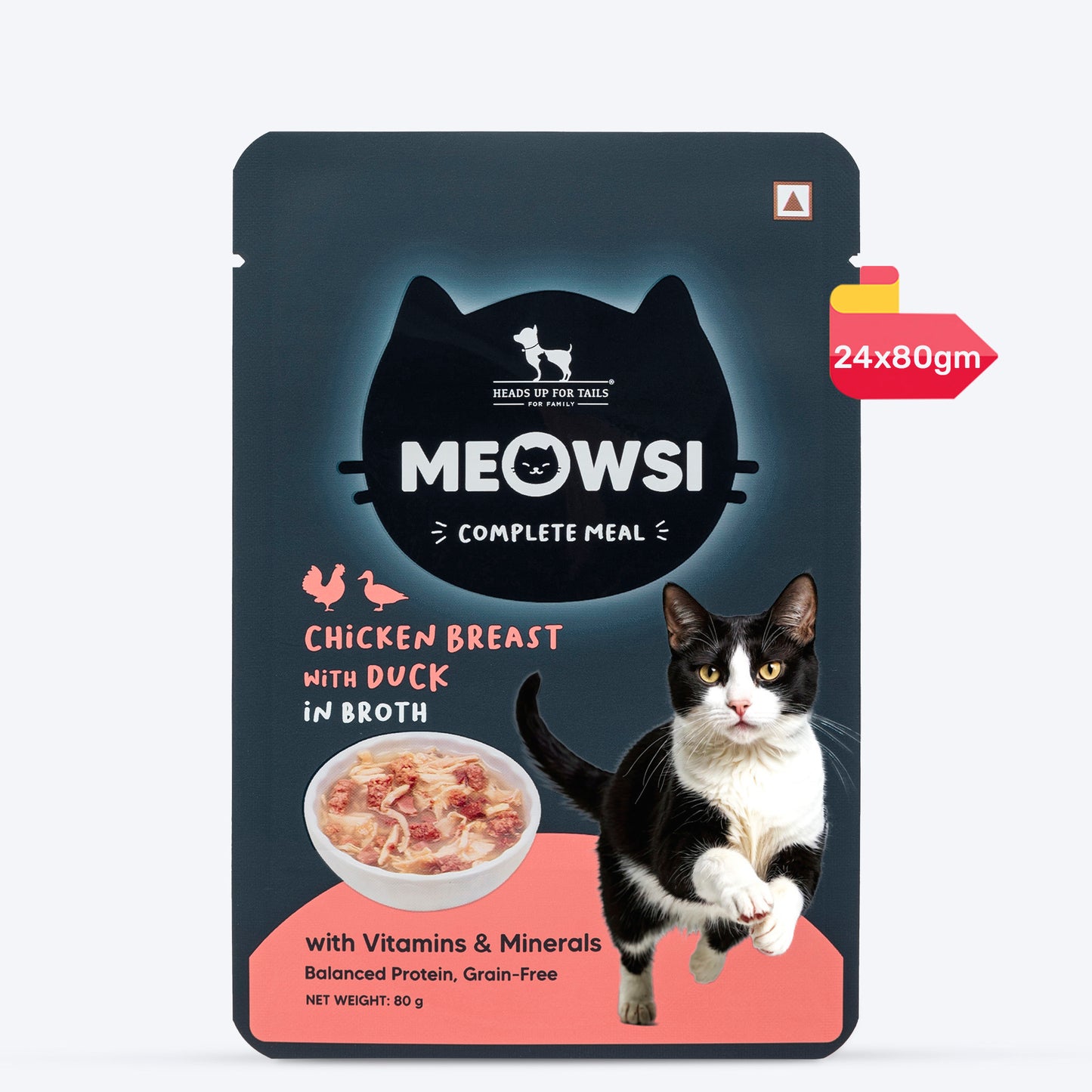 Meowsi by HUFT Chicken Breast With Duck In Broth Cat Wet Food - 80 gm - Heads Up For Tails