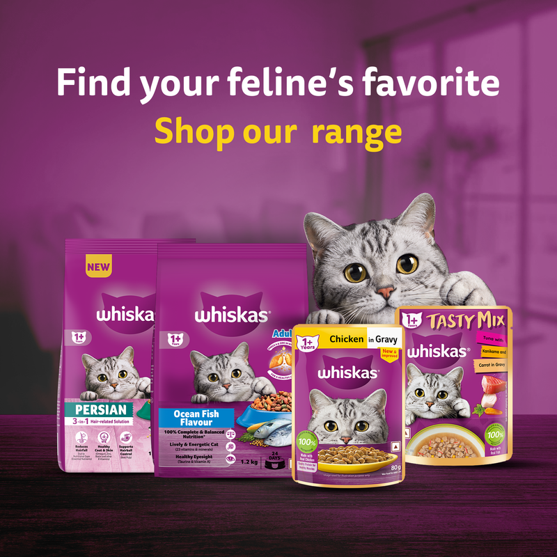 Whiskas Tasty Mix Wet Food Made With Real Fish (Tuna & Kanikama), And Carrot in Gravy For Adult (1+ year) Cat - 70 gm Pack - Heads Up For Tails
