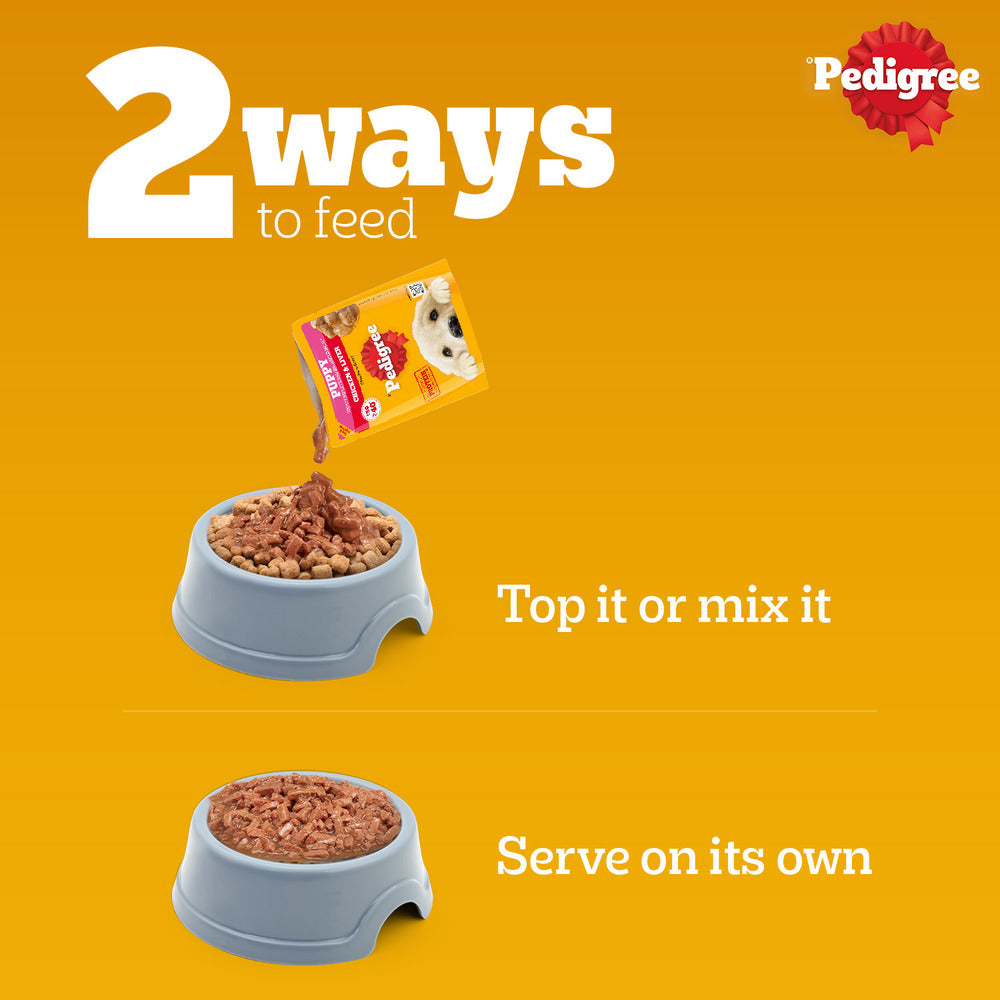 Pedigree Chicken & Liver Chunks in Gravy Wet Puppy Food - 70 g packs - Heads Up For Tails
