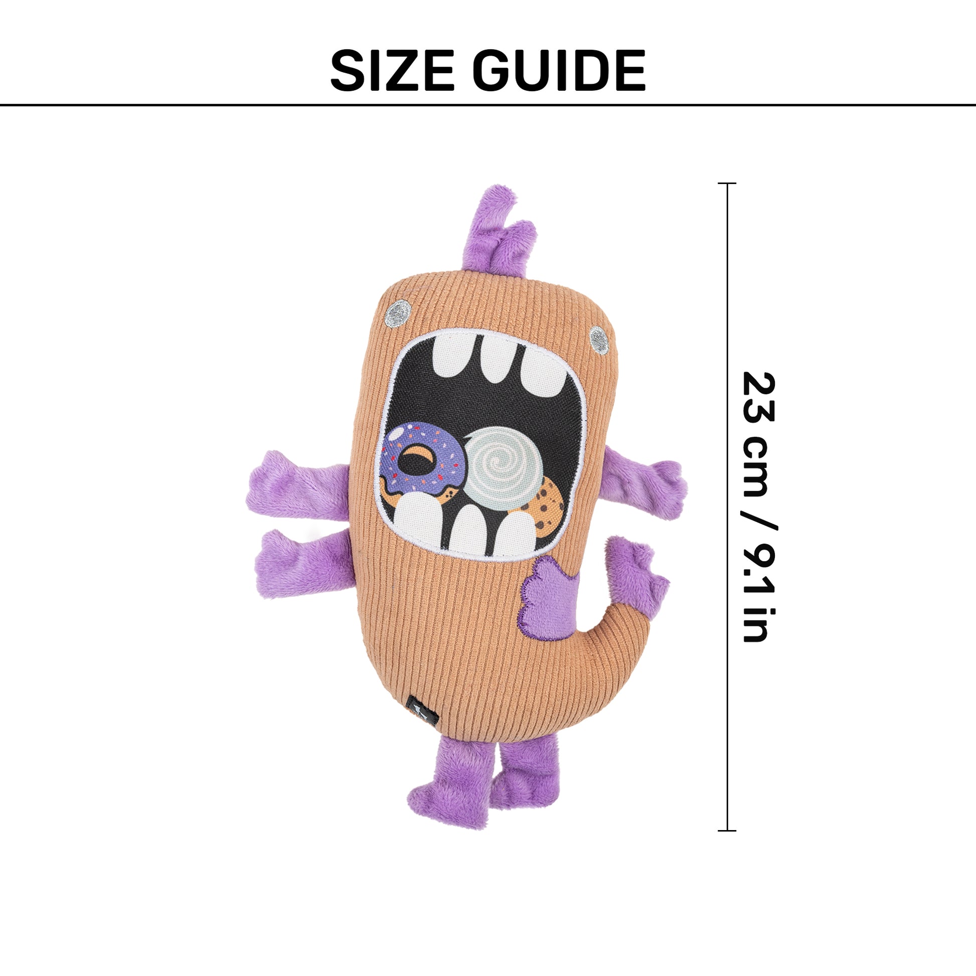 HUFT Biskit Beast Squeaky Plush Toy For Dog - Beige - Heads Up For Tails