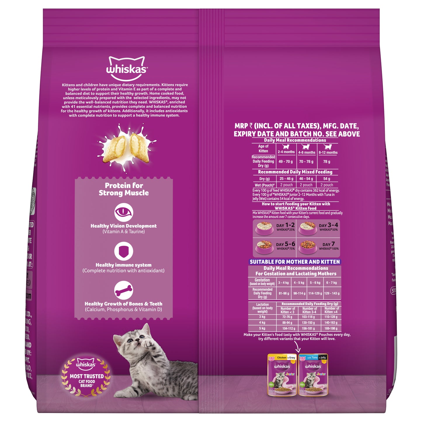 Whiskas Mackerel Flavour Dry Food For (2-12 Months) Kitten - Heads Up For Tails