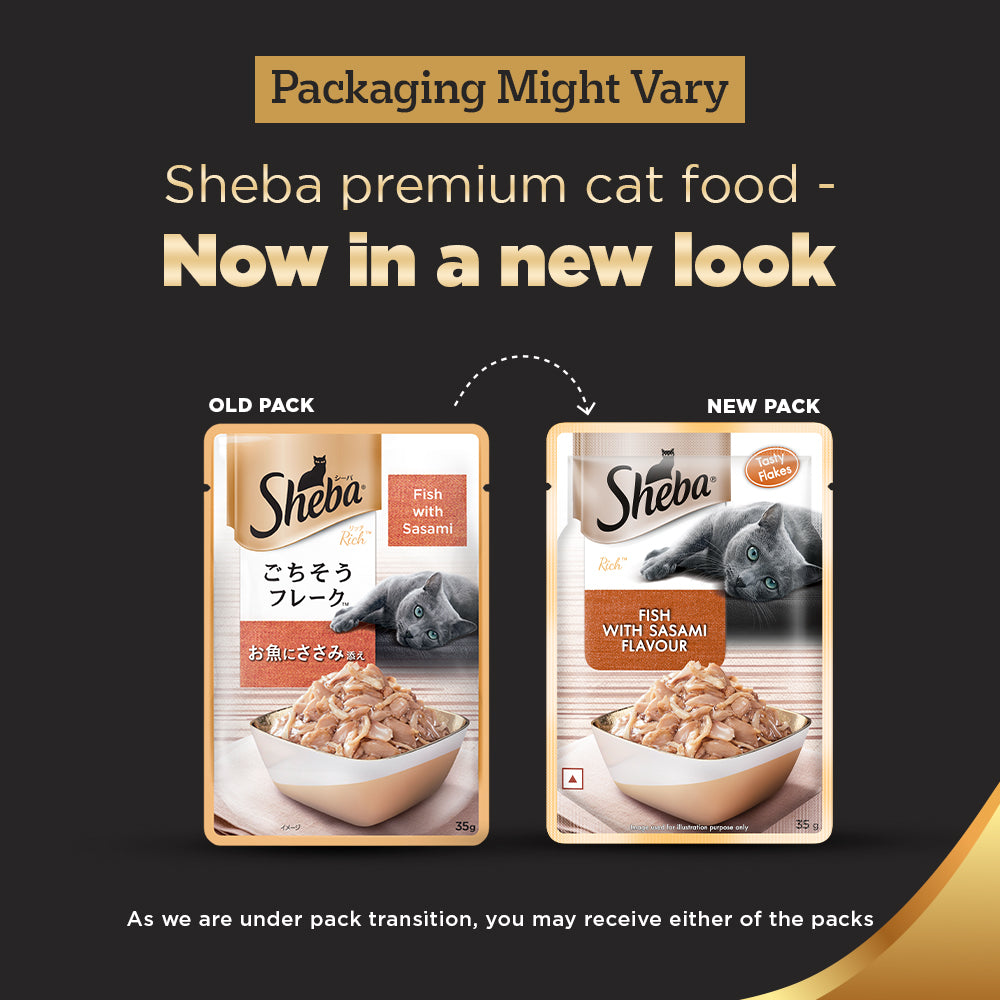 Sheba Fish with Sasami Adult Wet Cat Food - 35 gm Packs - Heads Up For Tails