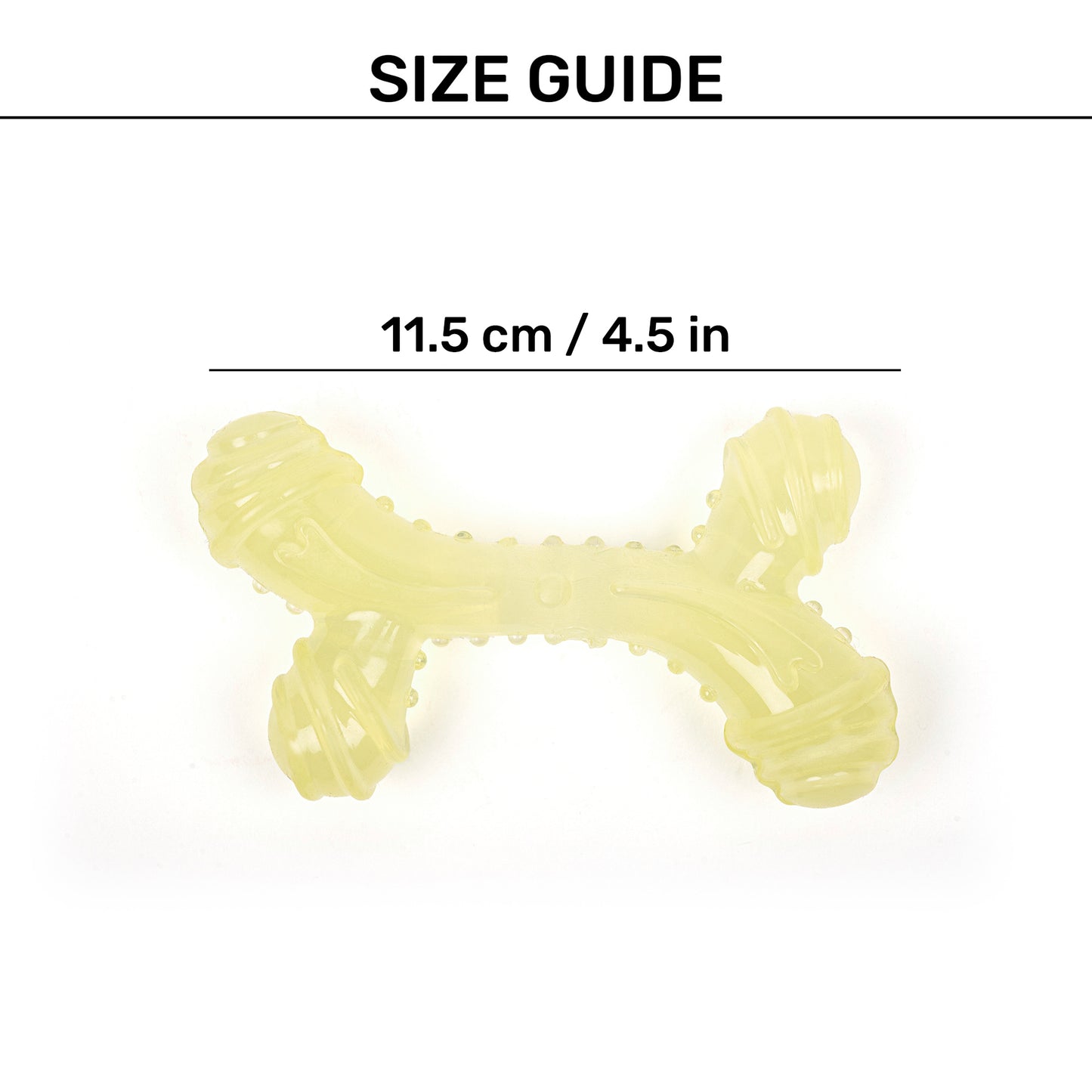 HUFT Buttery Bounce Bone Chew Toy For Dog - Yellow - Heads Up For Tails