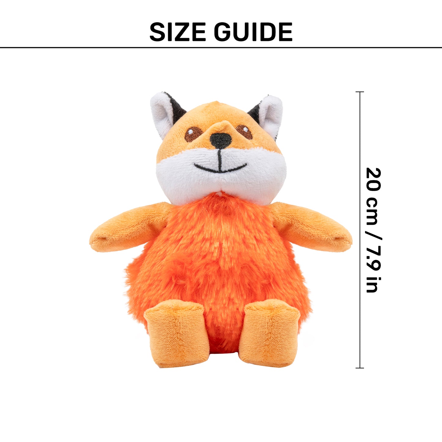 TLC Snuggle Fox Squeaky Plush Toy For Puppies & Small Dogs - Brown - Heads Up For Tails