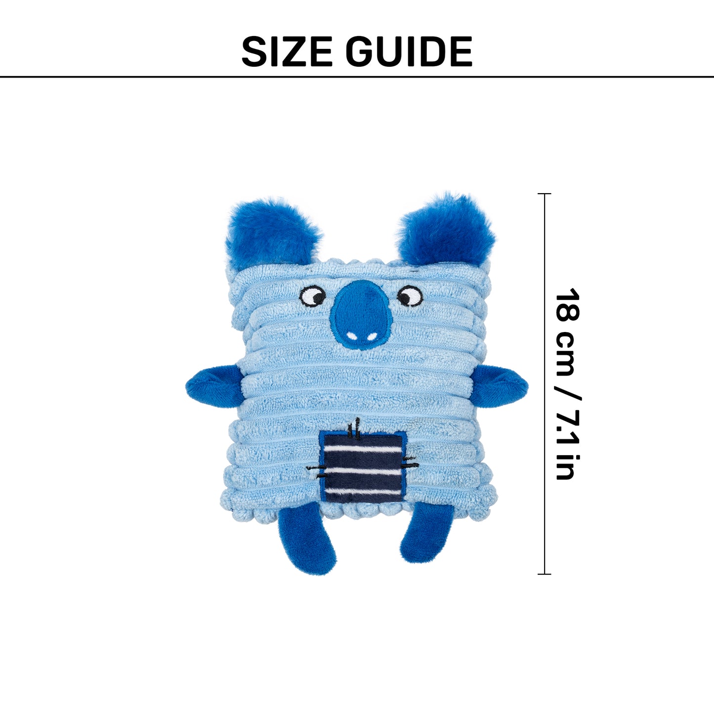 TLC Cubbie Squeaky Plush Toy For Puppies & Small Dogs - Blue - Heads Up For Tails