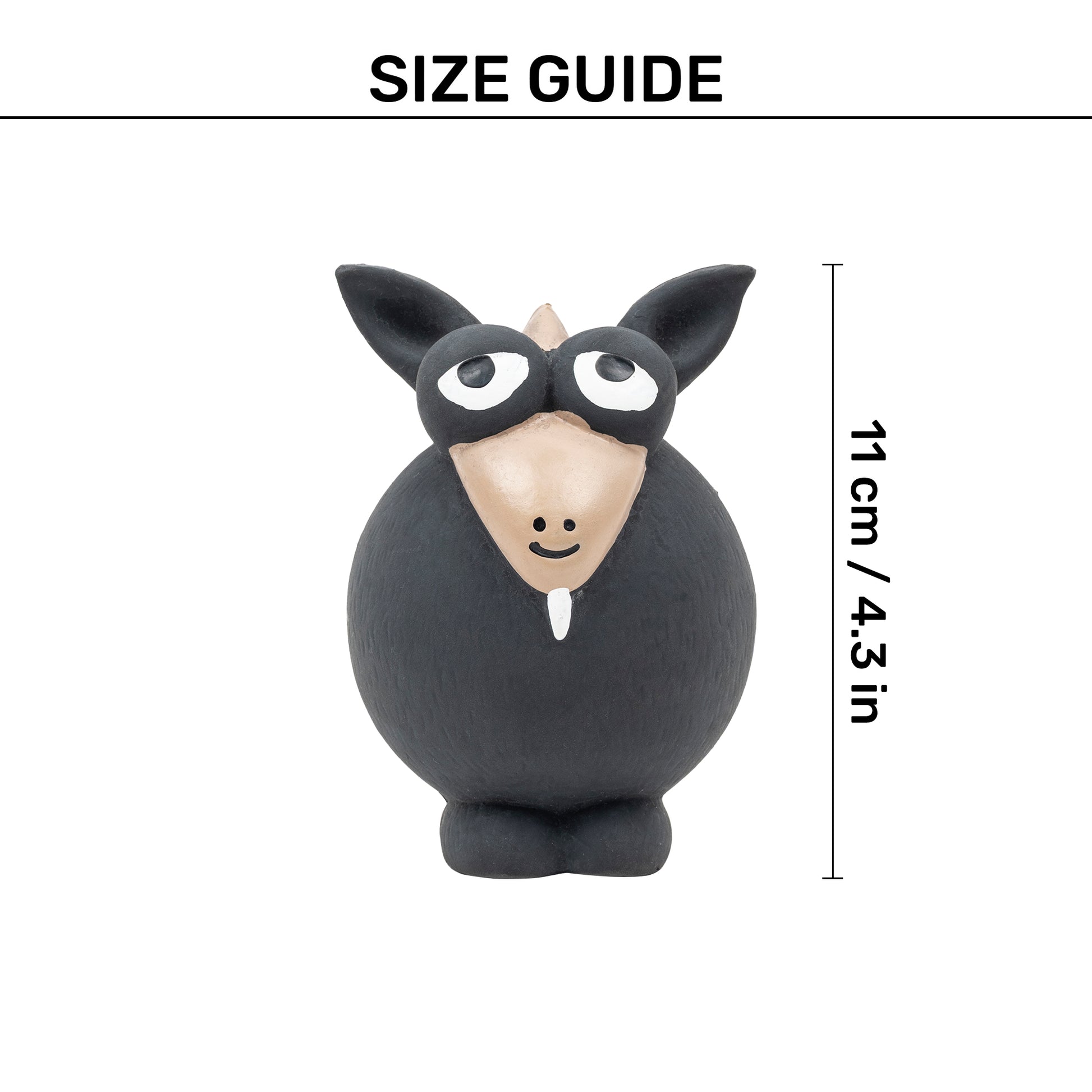TLC BaaBaa Goat Squeaky Chew Toy For Puppies & Small Dogs - Black - Heads Up For Tails