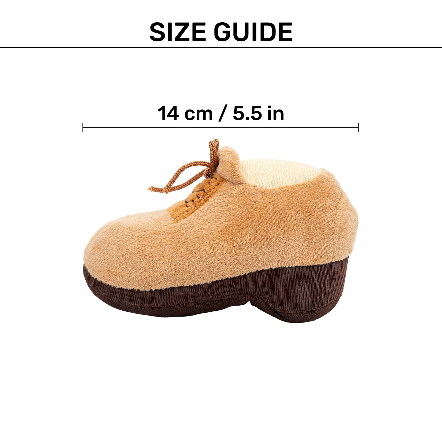 TLC Cuddle Shoe Squeaky Plush Toy For Puppies & Small Dogs - Brown - Heads Up For Tails