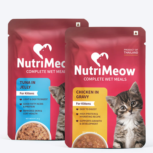 NutriMeow Chicken in Gravy + Tuna in Jelly Wet Food for Kitten – 80 gm (Pack Of 2) - Heads Up For Tails