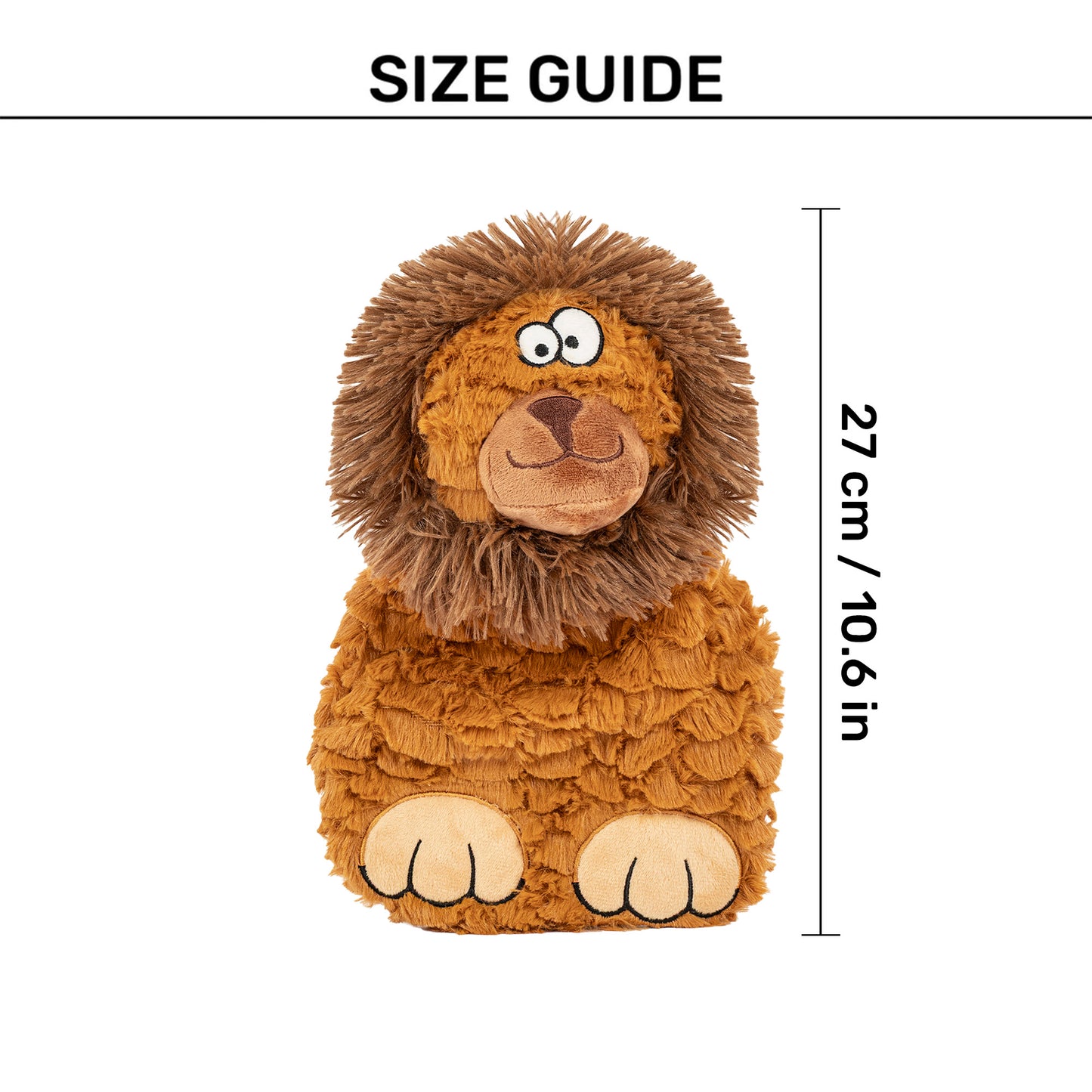 HUFT Lionel The Lion Plush Toy For Dog - Brown - Heads Up For Tails