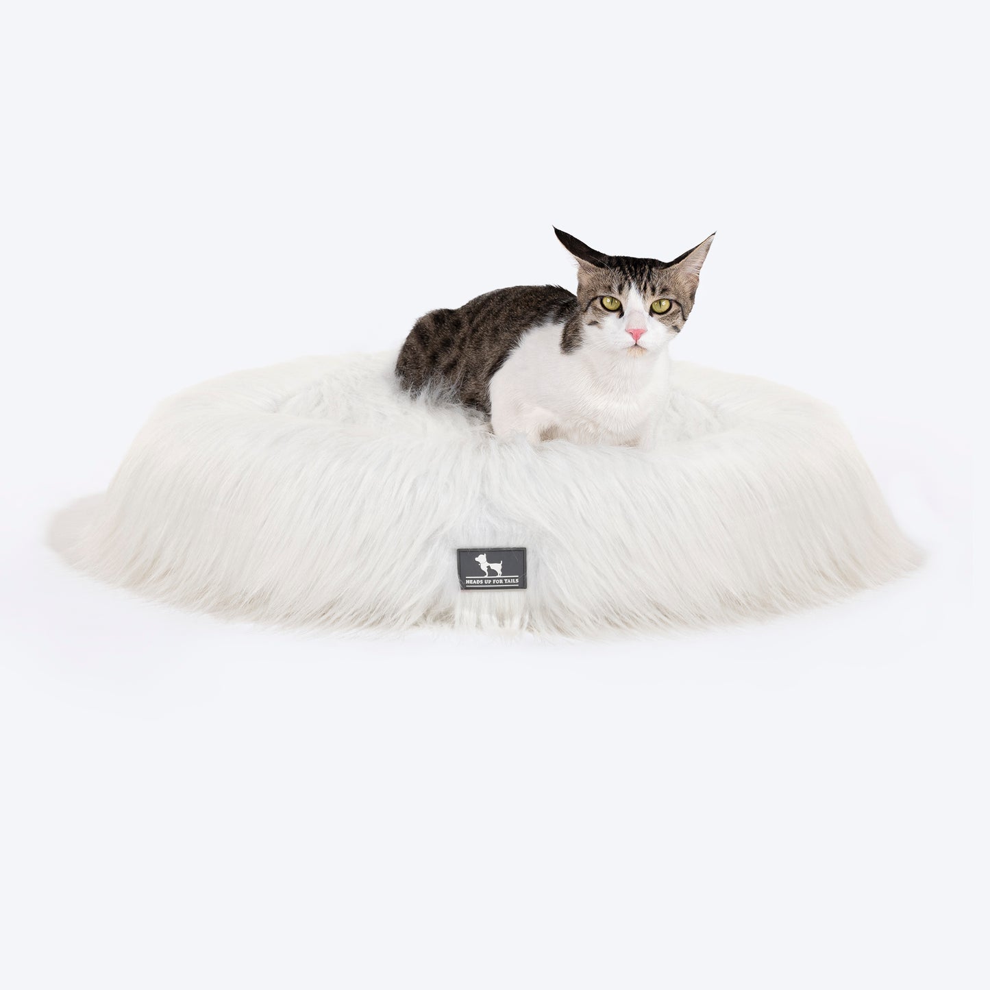 HUFT Furry Bliss Cuddle Bed For Cat & Puppy - White - Heads Up For Tails