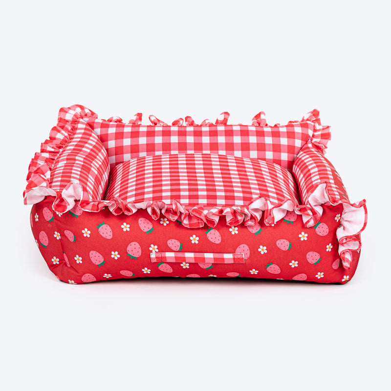 HUFT Berrylicious Lounger Bed For Dog - Red and Pink - Heads Up For Tails
