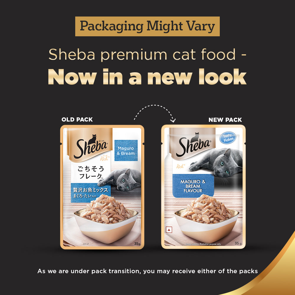 Sheba Maguro & Bream Wet Cat Food - 35 gm Packs - Heads Up For Tails