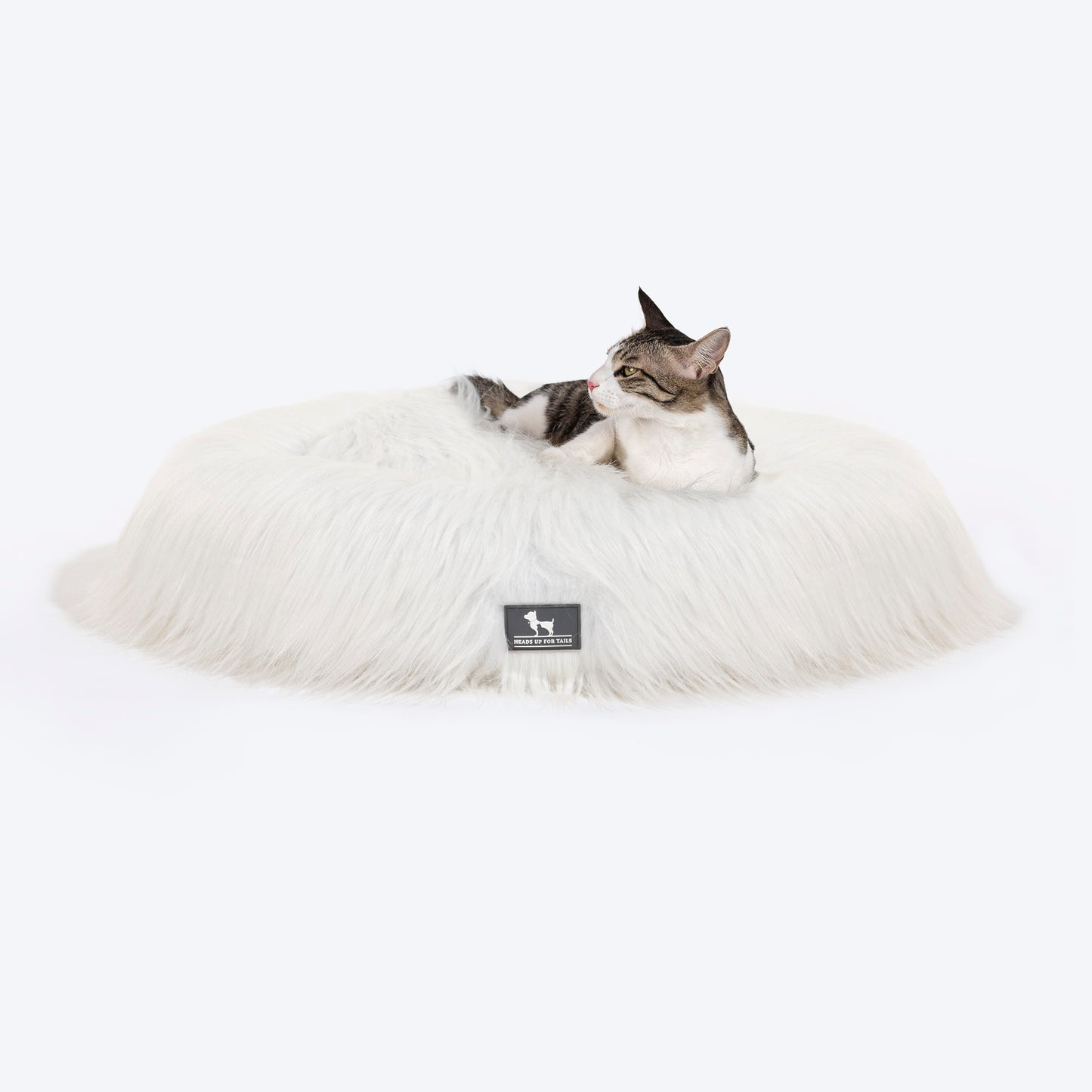 HUFT Furry Bliss Cuddle Bed For Cat & Puppy - White - Heads Up For Tails