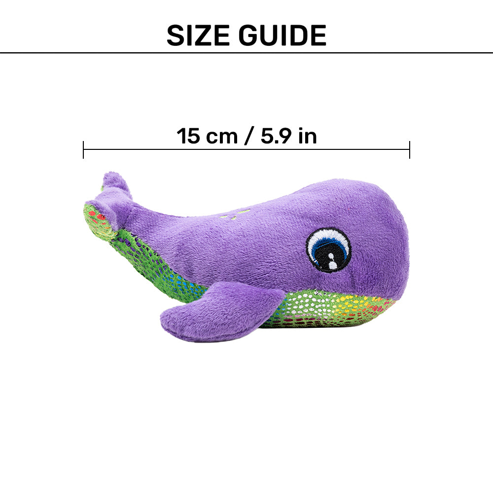 TLC Wally Squeaky Plush Toy For Puppies & Small Dogs - Purple - Heads Up For Tails