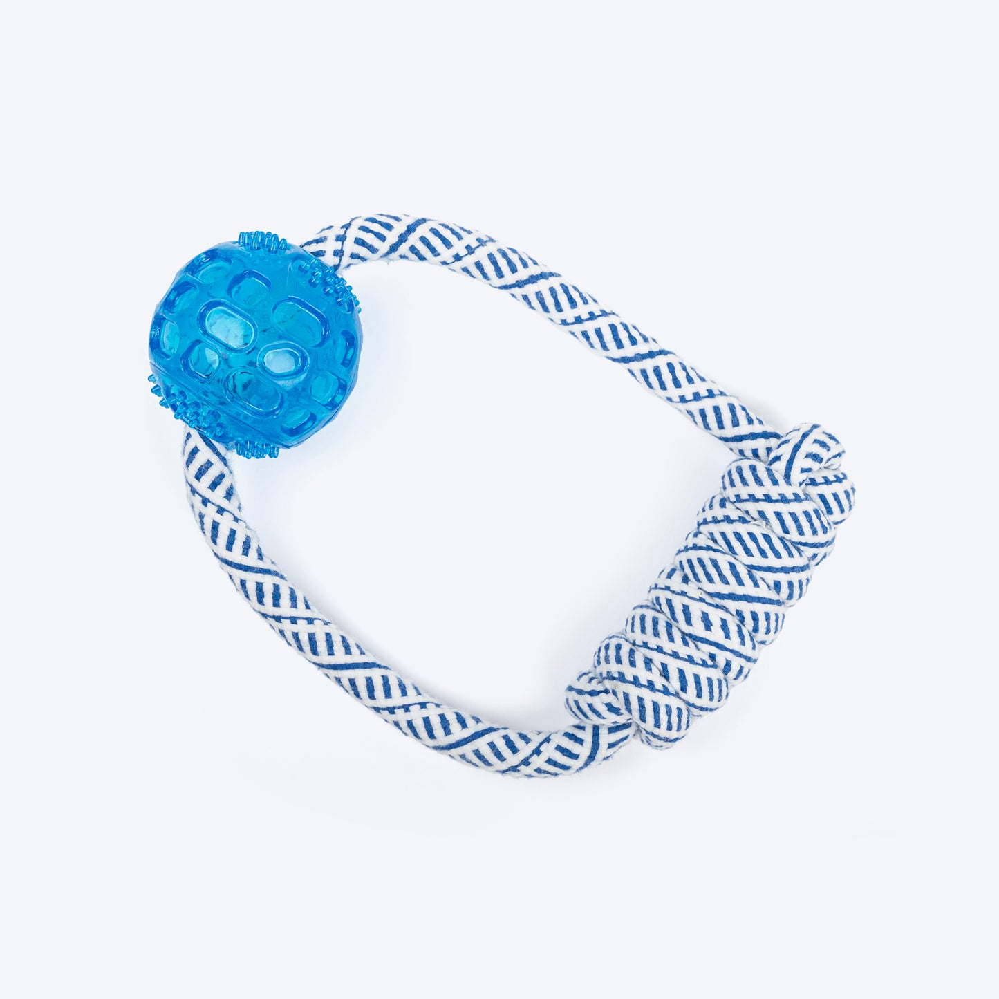 TLC Rope & Ball Rope Toy For Dog - Navy & White - Heads Up For Tails