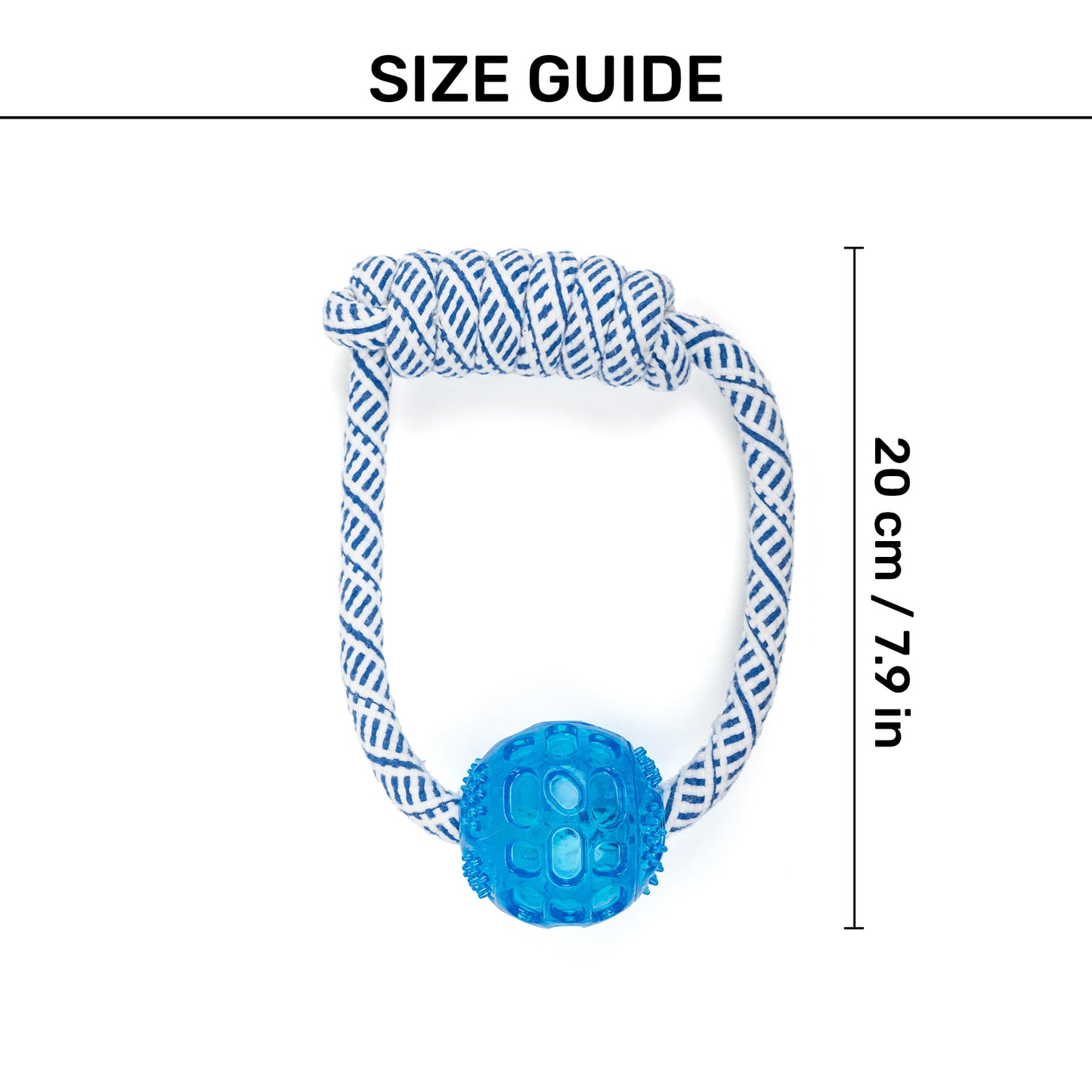 TLC Rope & Ball Rope Toy For Dog - Navy & White - Heads Up For Tails