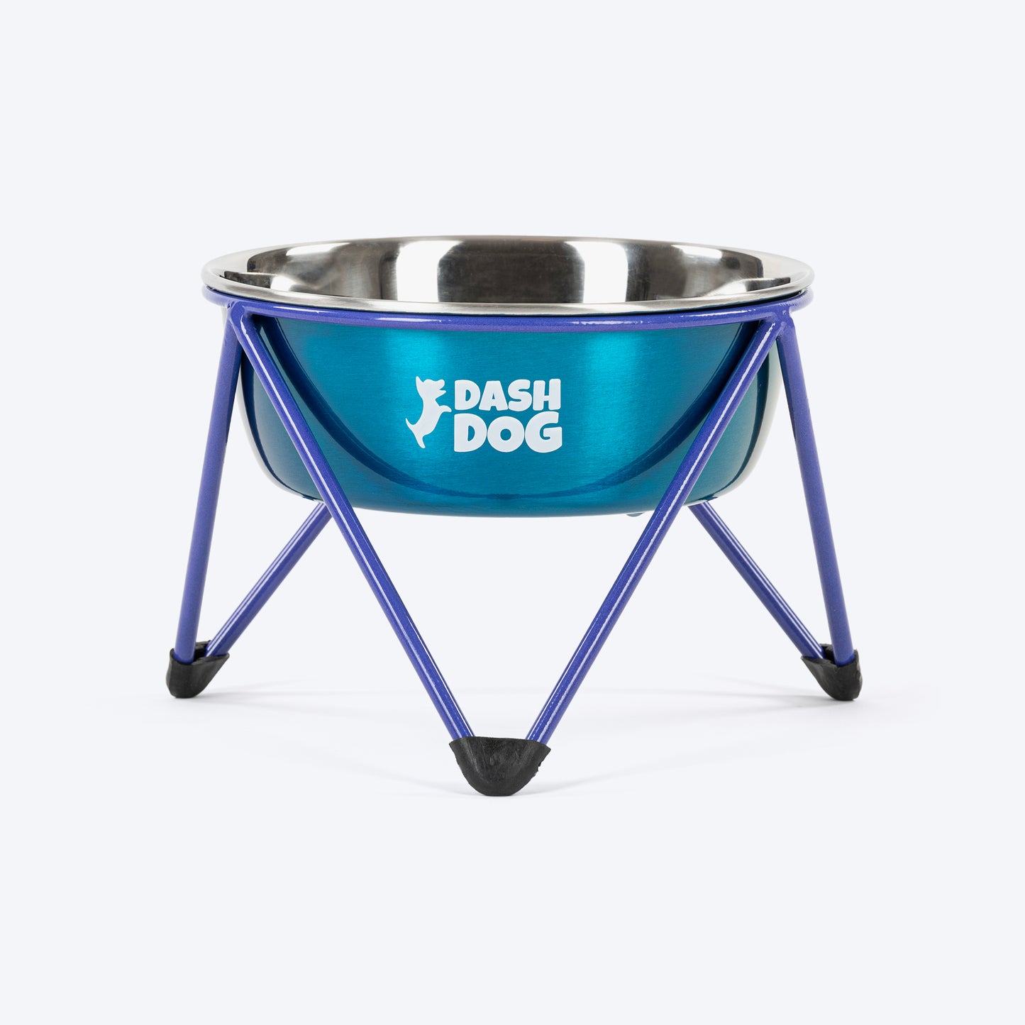 Dash Dog Rainbow Rush Elevated Single Diner With Steel Bowl Inserts For Dog - Violet - Heads Up For Tails
