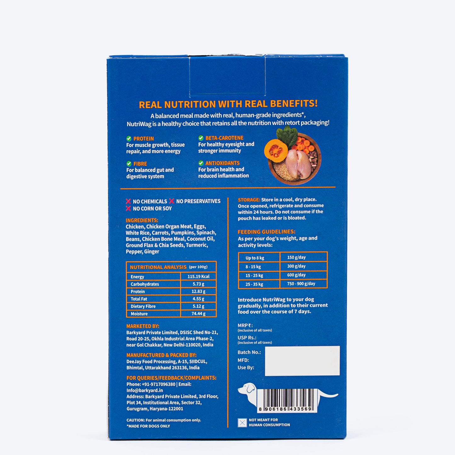 NutriWag Complete Wet Meals With Chicken, Rice & Pumpkin For Dog