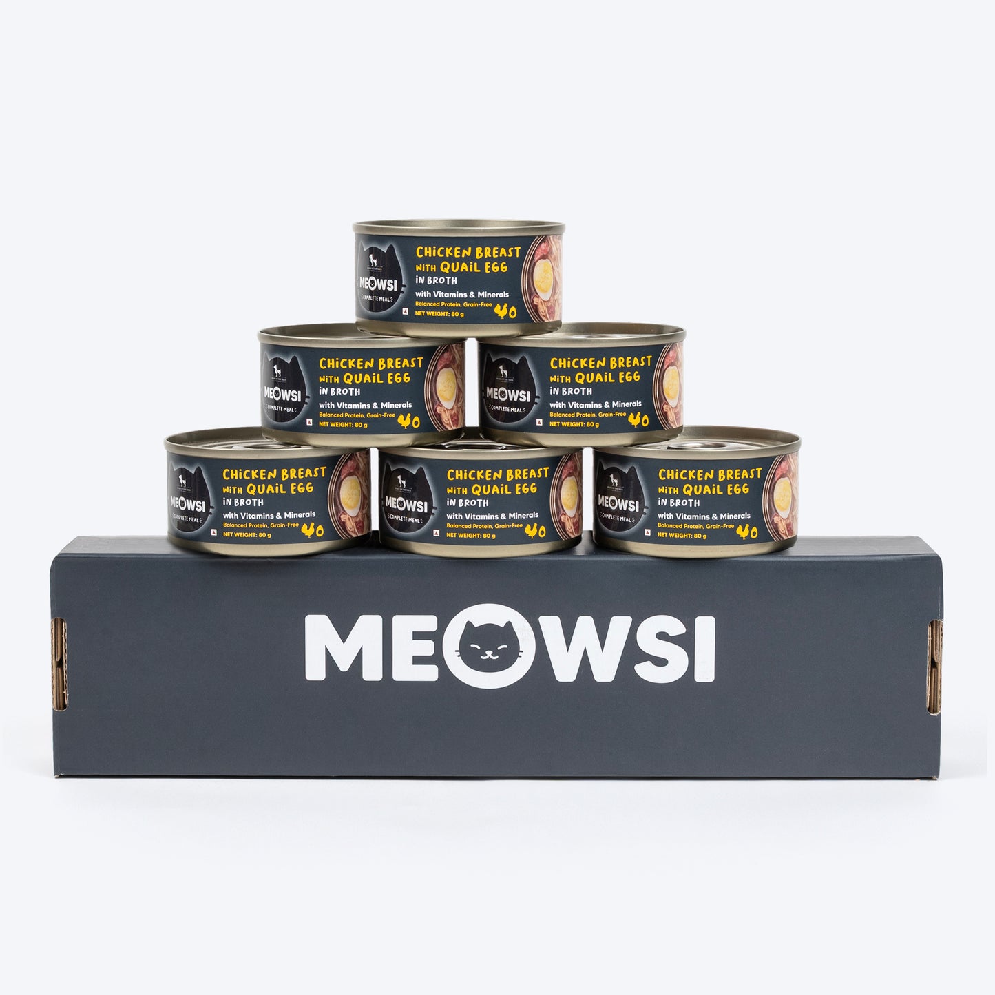 Meowsi by HUFT Chicken Breast With Quail Egg In Broth Canned Cat Wet Food-80 gm - Heads Up For Tails