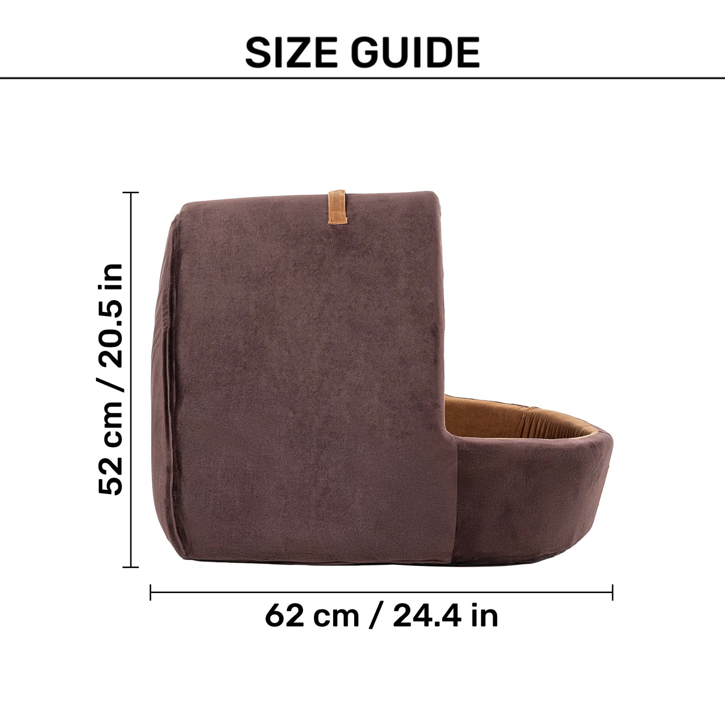 TLC Cave Bedding With Removable Cushion For Dog & Cat - Dark Brown & Beige - Heads Up For Tails