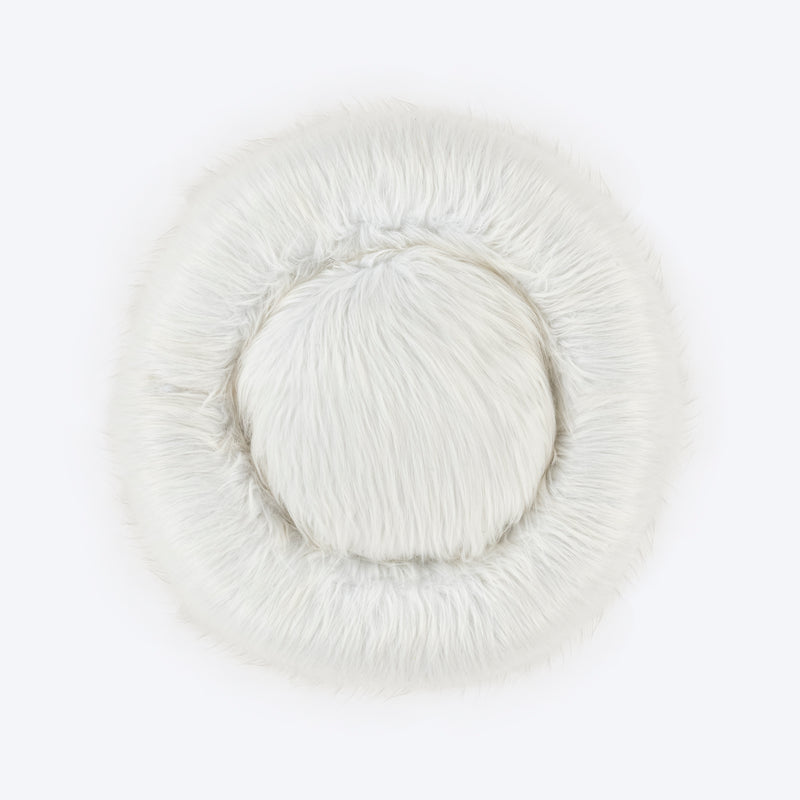HUFT Furry Bliss Cuddle Bed For Cat & Puppy - White - Heads Up For Tails