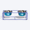 Dash Dog Rainbow Rush Elevated Double Diner With Steel Bowl Inserts For Dog - Violet - Heads Up For Tails