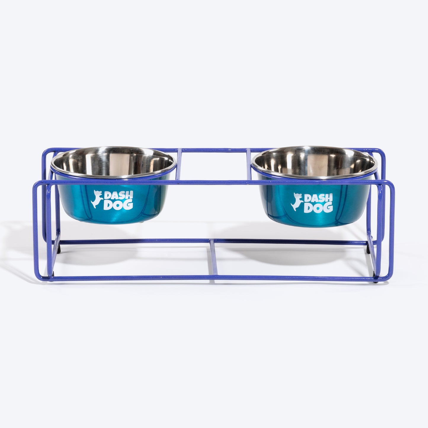 Dash Dog Rainbow Rush Elevated Double Diner With Steel Bowl Inserts For Dog - Violet - Heads Up For Tails