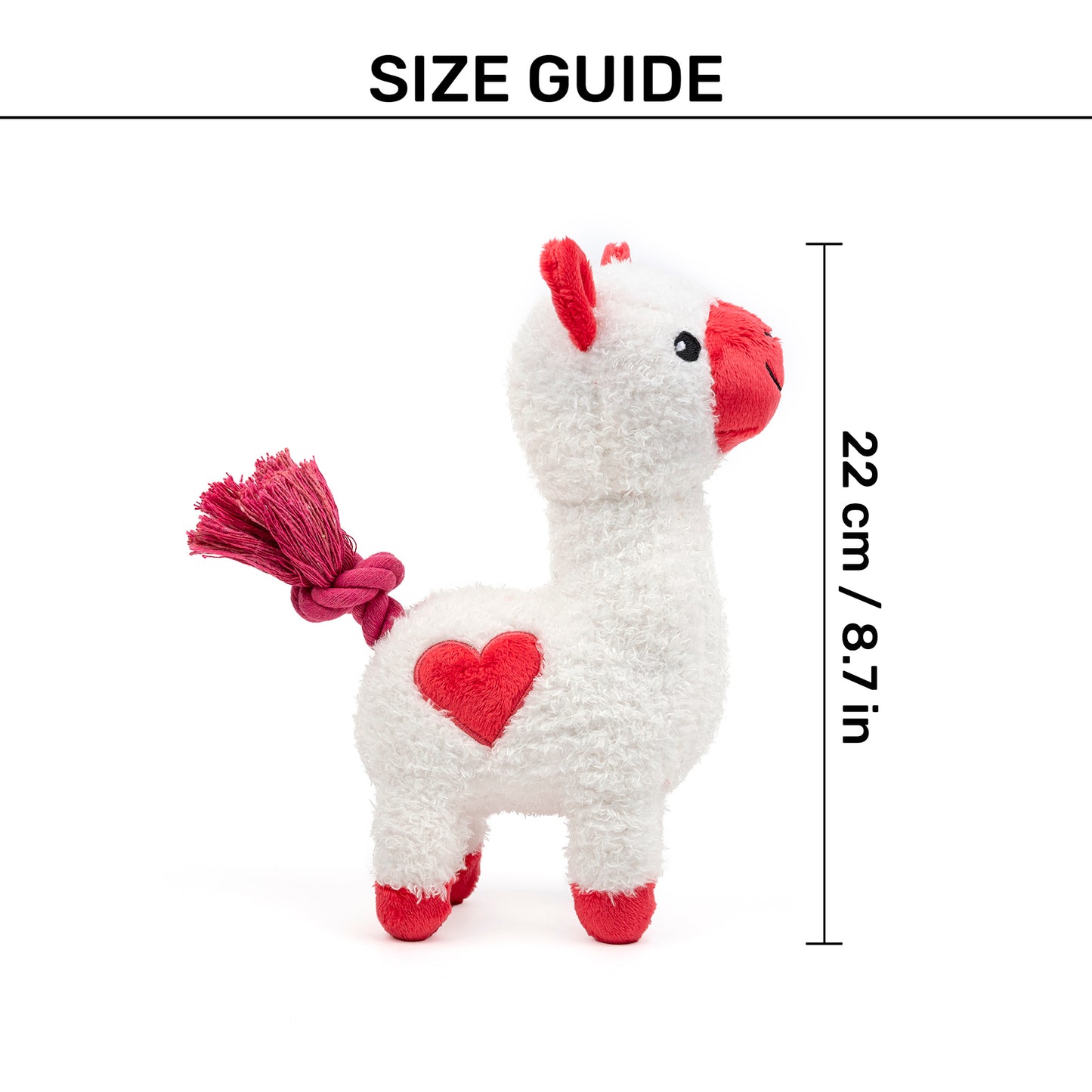 HUFT Love Alpaca Squeaky Plush Toy For Dog - White & Red - Heads Up For Tails