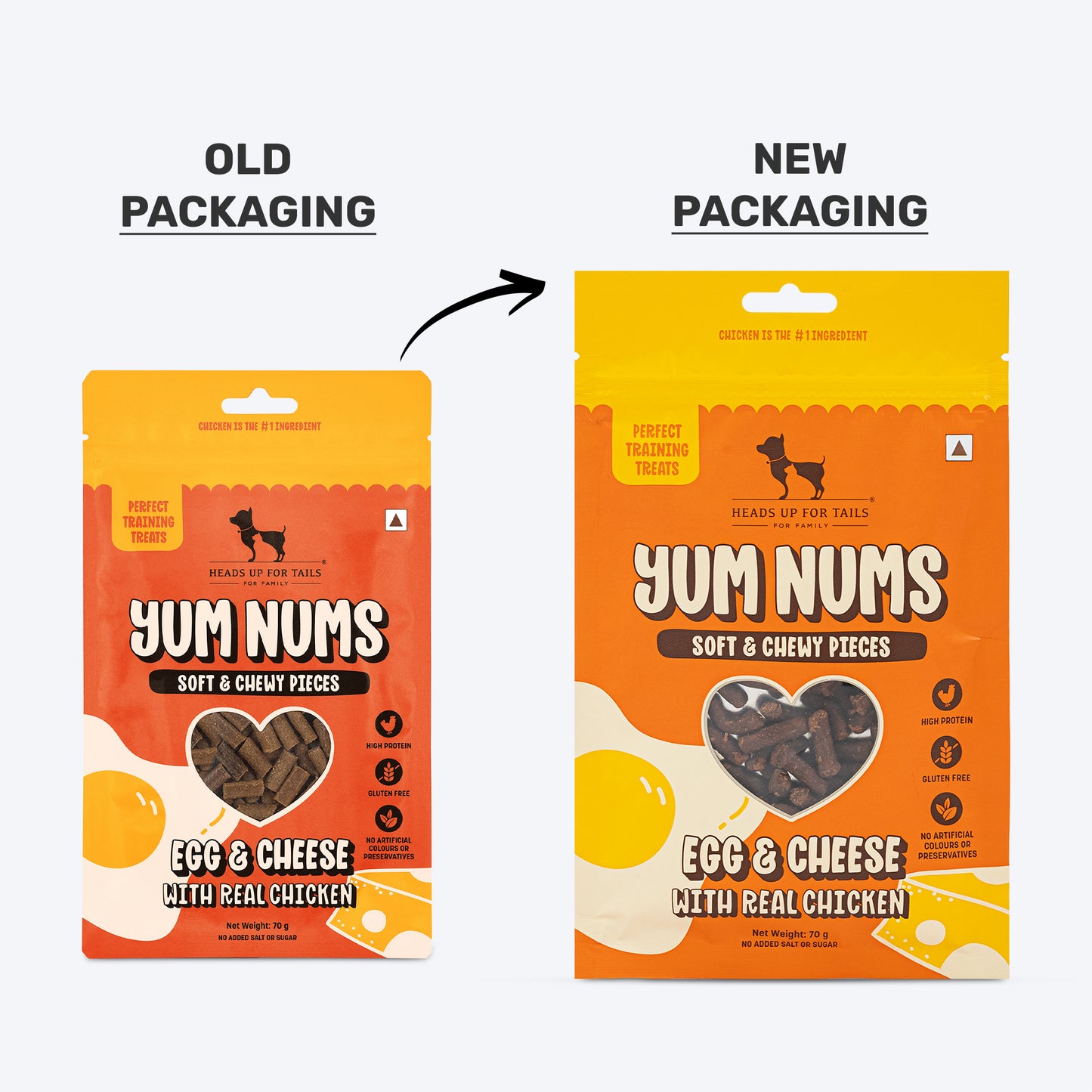 HUFT Yum Nums Soft & Chewy Sticks Egg & Cheese With Real Chicken Treat For Dogs - 75g - Heads Up For Tails