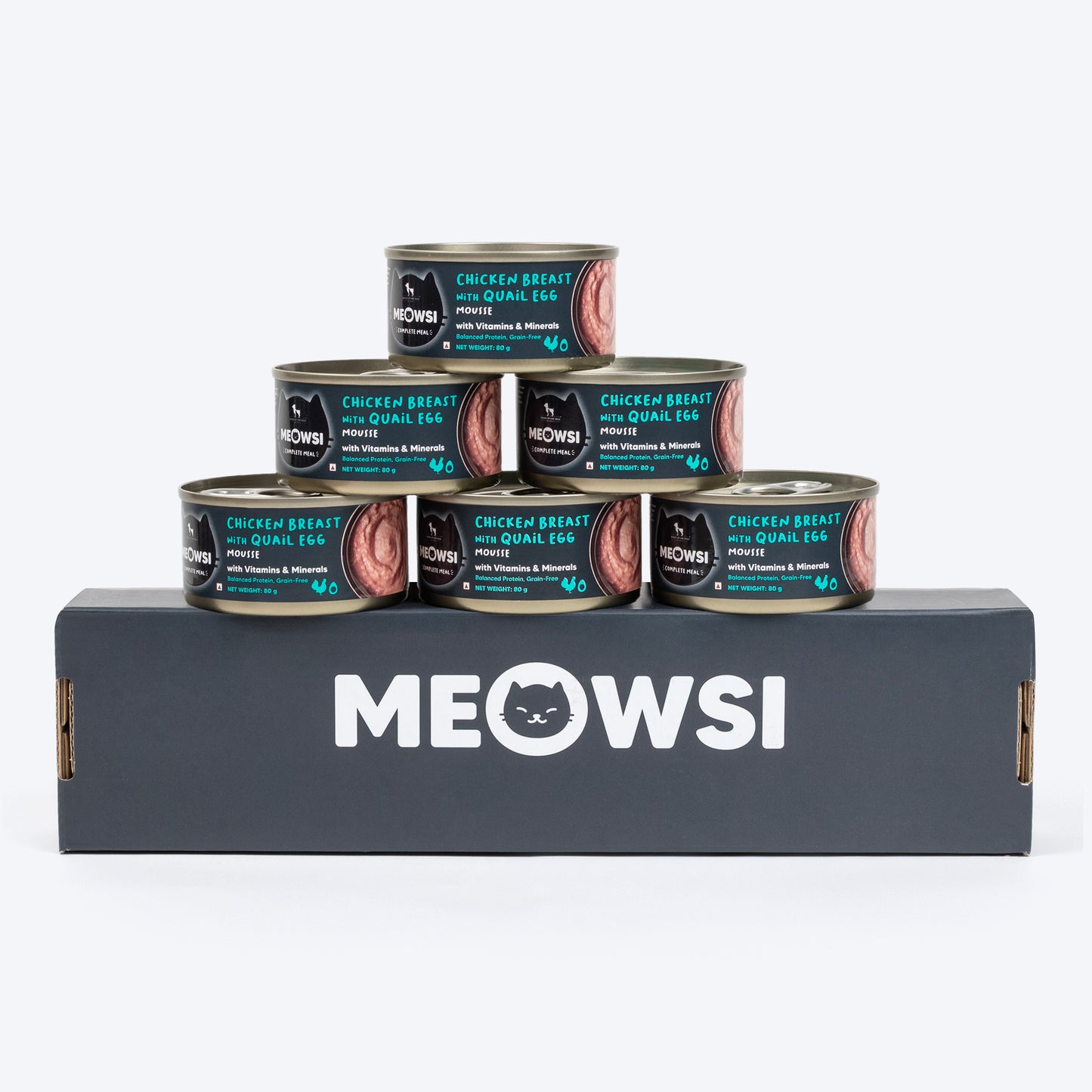 Meowsi by HUFT Chicken Breast With Quail Egg Mousse Canned Cat Wet Food-80 gm - Heads Up For Tails